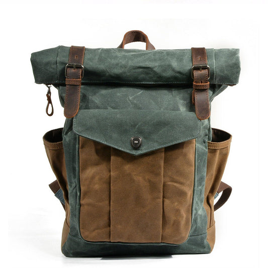 waxed canvas roll top backpack
